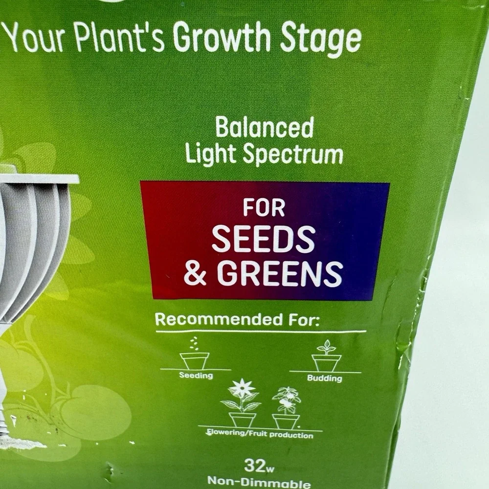 GE Grow Light LED PAR38 Bulb 50 PPF Balanced Spectrum For Seeds & Greens